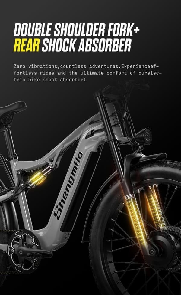 SHENGMILO S600 elektrisk mountainbike 2000W dobbeltmotorer, 17,5Ah Samsung batteri, 26 tommer elcykel, op til 45 km/t, hydrauliske skivebremser