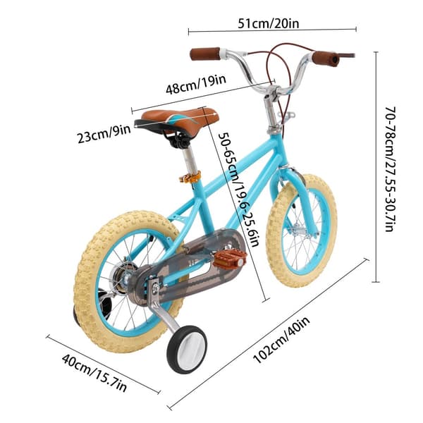 Børnecykel, Robust ramme i højkulstofstål, Justerbare højdeegenskaber,Blå