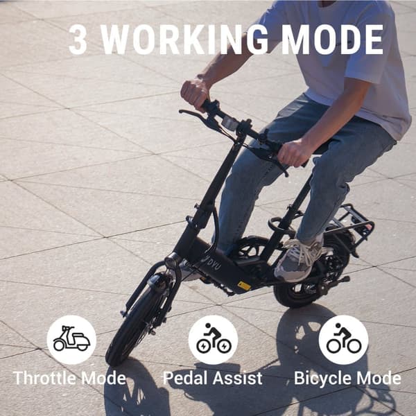 DYU C3 Urban elcykel – 25 km/t hastighed, 7,5 Ah indbygget batteri, 14" dæk – kompakt elcykel med metalramme