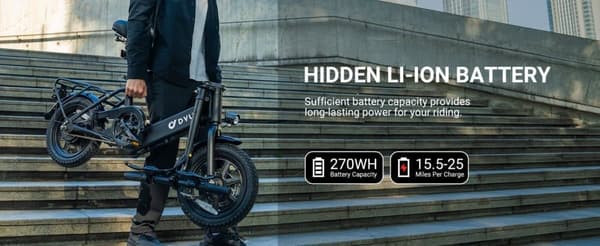 DYU C3 Urban elcykel – 25 km/t hastighed, 7,5 Ah indbygget batteri, 14" dæk – kompakt elcykel med metalramme