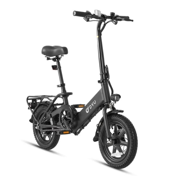 DYU C3 Urban elcykel – 25 km/t hastighed, 7,5 Ah indbygget batteri, 14" dæk – kompakt elcykel med metalramme