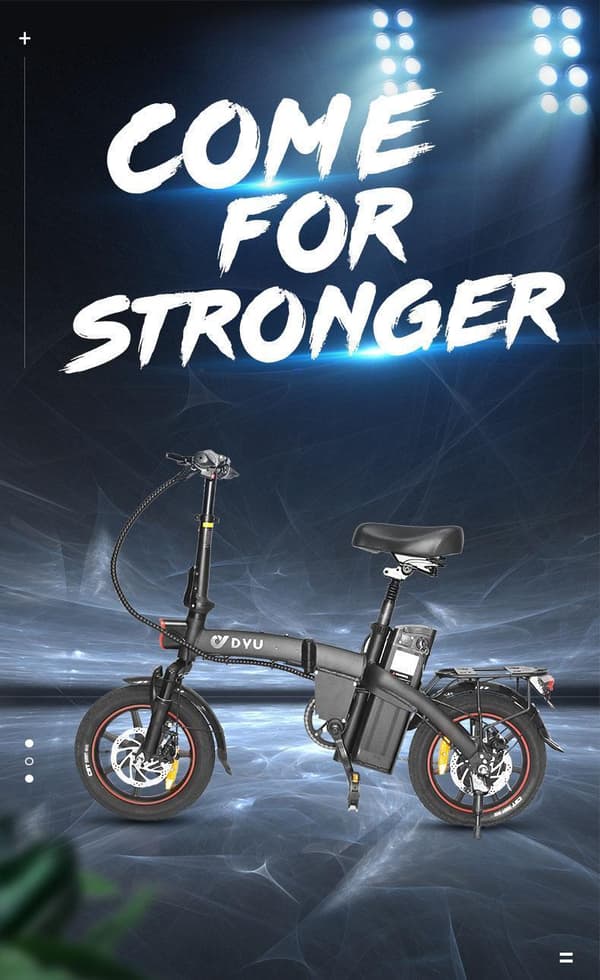 DYU A5 elcykel – 60 km rækkevidde, 48V 350W motor, 14" dæk – Ultralet pendlercykel i aluminiumslegering