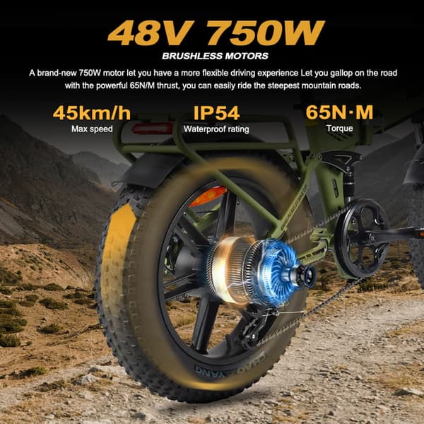 Paselec PX6 folde elcykel, 750W motor, 13AH batteri, 20''*4.0'' integreret fælg i magnesiumlegering, 7 gear, 45KM/H