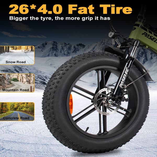 Paselec PX6 folde elcykel, 750W motor, 13AH batteri, 20''*4.0'' integreret fælg i magnesiumlegering, 7 gear, 45KM/H