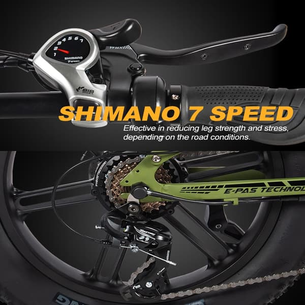 Paselec PX6 folde elcykel, 750W motor, 13AH batteri, 20''*4.0'' integreret fælg i magnesiumlegering, 7 gear, 45KM/H