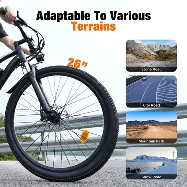 iscooter EB3 26'' elcykel, 500W motor, 10AH batteri, 35 KM/H, pedalassistenttilstand udholdenhed 100KM