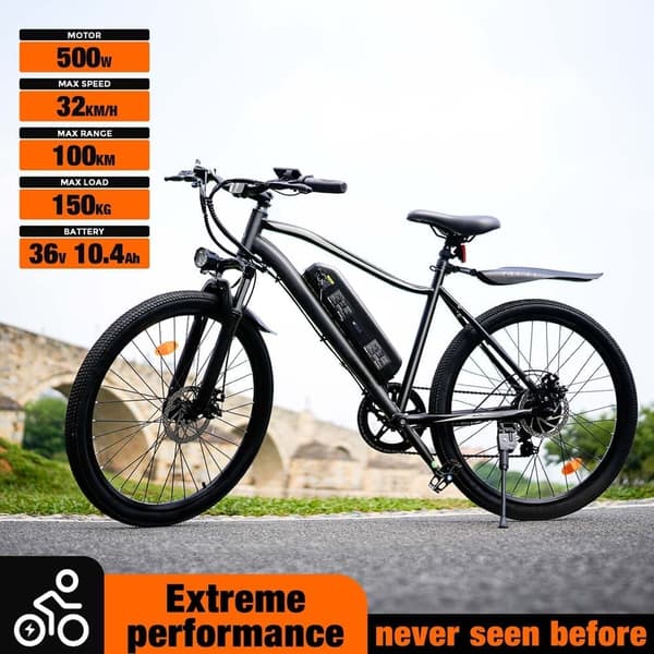 iscooter EB3 26'' elcykel, 500W motor, 10AH batteri, 35 KM/H, pedalassistenttilstand udholdenhed 100KM
