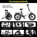 Miniatyrbild 4 av 4: RCB Elektrisk Cykel, 20" VTT Fat Bike Elektrisk för Vuxna Fällbar 36V/12Ah, E-Cykel Stad Vit