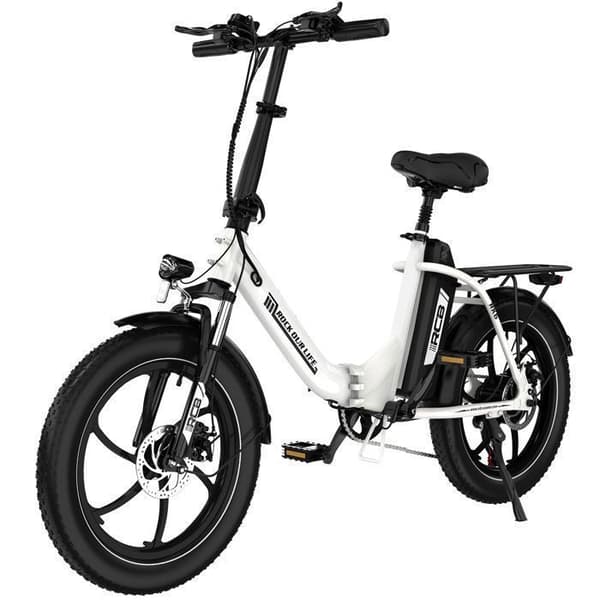 RCB Elektrisk Cykel, 20" VTT Fat Bike Elektrisk för Vuxna Fällbar 36V/12Ah, E-Cykel Stad Vit