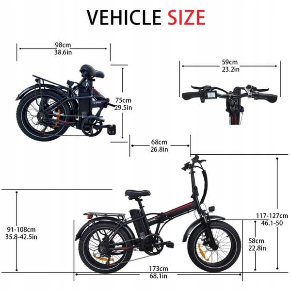 Baolujie DZ2031 Elcykel 48V 13ah 750W 70km 20 tums aluminiumhjul 20" svart