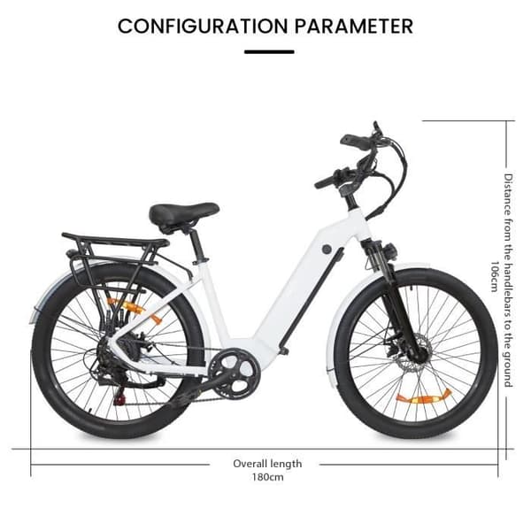 Fällbar elcykel DZ2608 U 750W 48V 12AH 40KM-H SHIMANO 7 växlar 20"*4.0 Terrängdäck - Vit