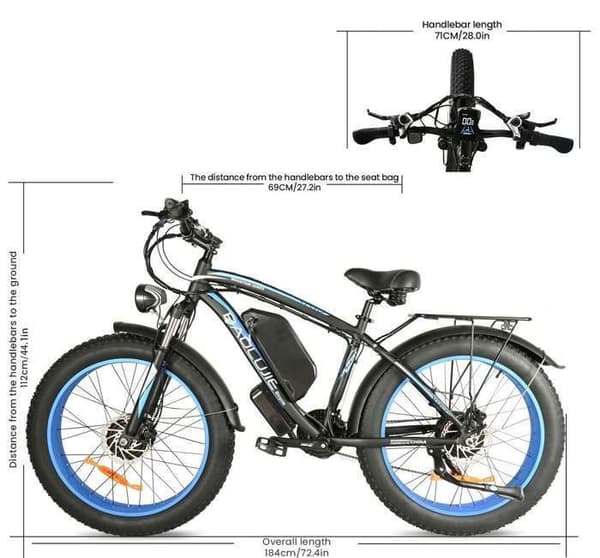 Elcykel - BAOLUJIE - Dubbelmotor 2000W - Batteri 48V20AH - Räckvidd 80 km - Shimano 21 Växlar