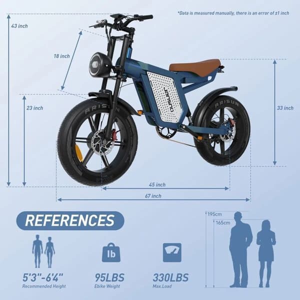 Elcykel - JANSNO - X60 - 1500W - Batteri 48V 23Ah - Räckvidd 100km