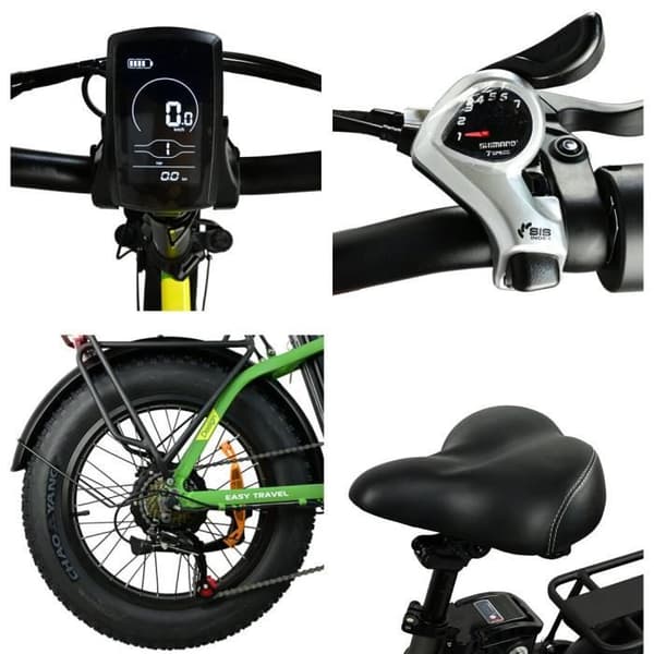 Elcykel - BAOLUJIE - D1 - 1000W - 48V 12.5Ah - Max hastighet 42 km/h - Grön