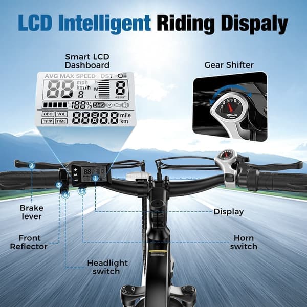 iScooter EB3 elektrisk cykel 26 tommer, 500W motor, 10,4Ah batteri, tophastighed 32 km / t, rækkevidde 100 km, 5 hastighedstilstande, LED-skærm