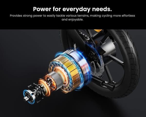DYU A16 16" foldbar elcykel, 250W motor, tophastighed 25 km/t, 48V 7,5Ah batteri, maks. rækkevidde 55 km, baghjulsophæng