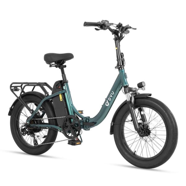 DYU elcykel för vuxna, Peak 1000W borstlös motor, 20" vikbar elcykel med fettdäck med 48V 15,6Ah avtagbart batteri