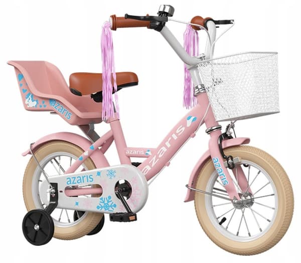 FLICKECYKEL BARNROSA 12 tums cykelställkorg