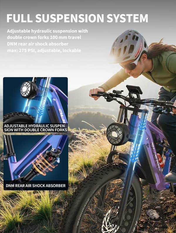 DUOTTS E26 26" Fat Tire elcykel för vuxna, 80NM Bafang-motor, 48V 20AH batteri, hydrauliska bromsar, terrängpendlareBike