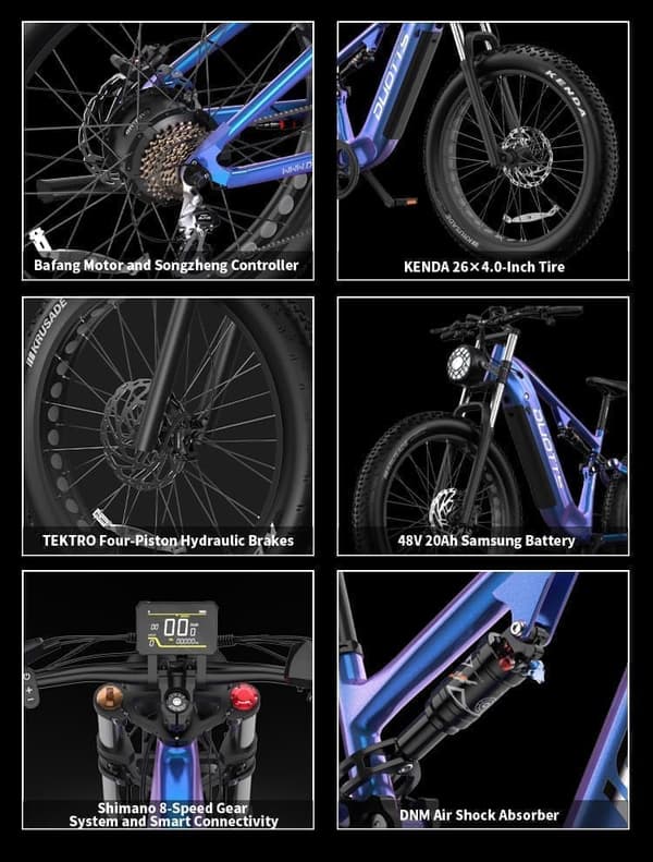 DUOTTS E26 26" Fat Tire elcykel för vuxna, 80NM Bafang-motor, 48V 20AH batteri, hydrauliska bromsar, terrängpendlareBike