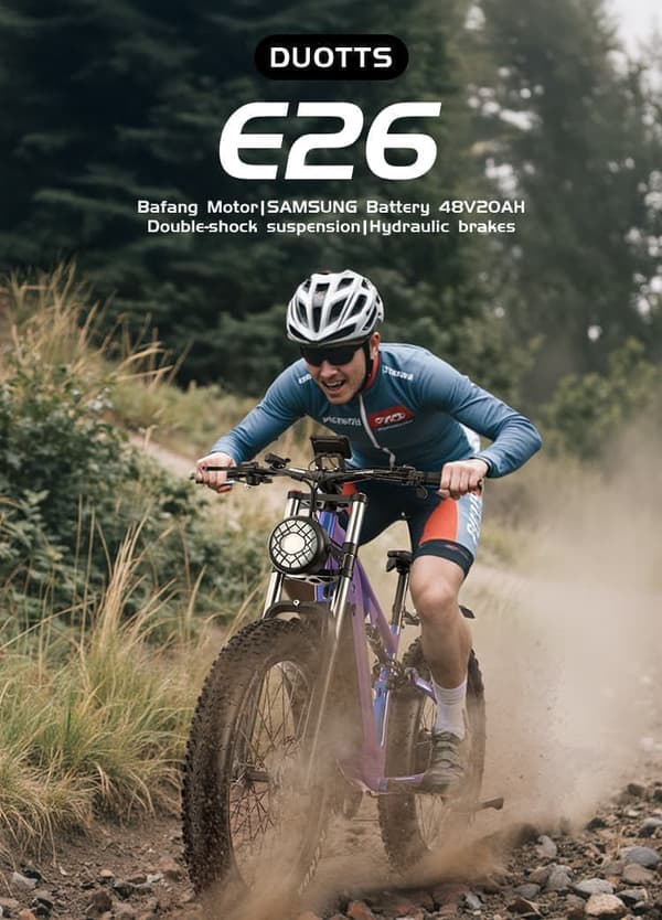 DUOTTS E26 26" Fat Tire elcykel för vuxna, 80NM Bafang-motor, 48V 20AH batteri, hydrauliska bromsar, terrängpendlareBike