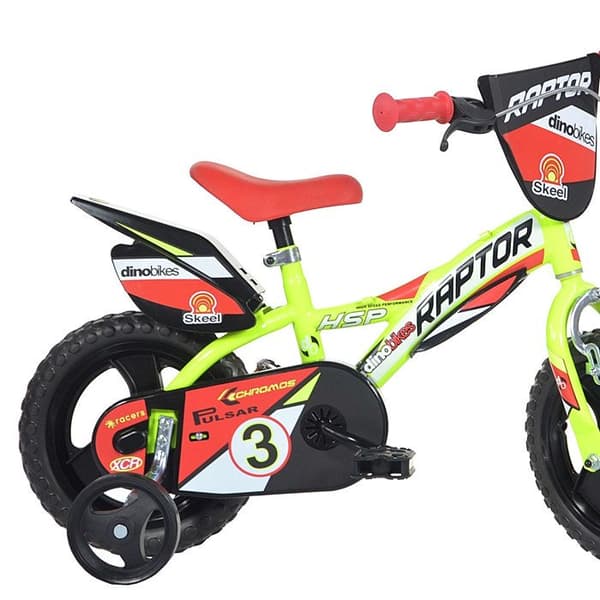 Barncykel Kille Raptor 12 Tum - Gul - Framhandbroms och Fast Bakdrev