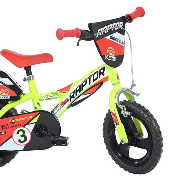 Barncykel Kille Raptor 12 Tum - Gul - Framhandbroms och Fast Bakdrev