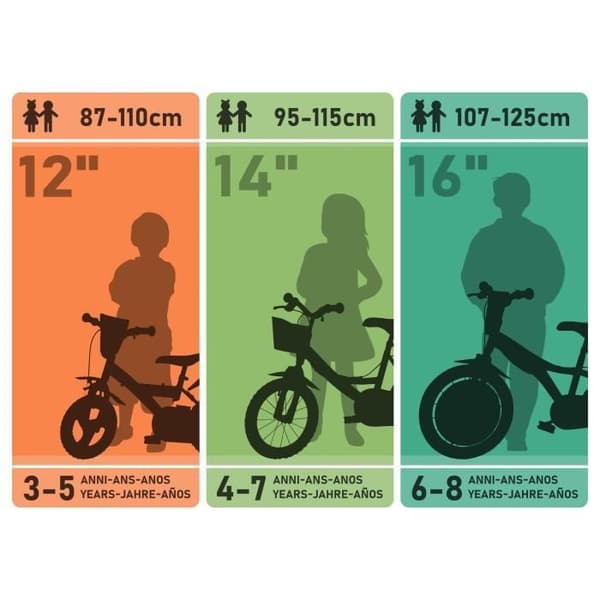 14" UNICORN barncykel - 4 till 6 år - Rosa