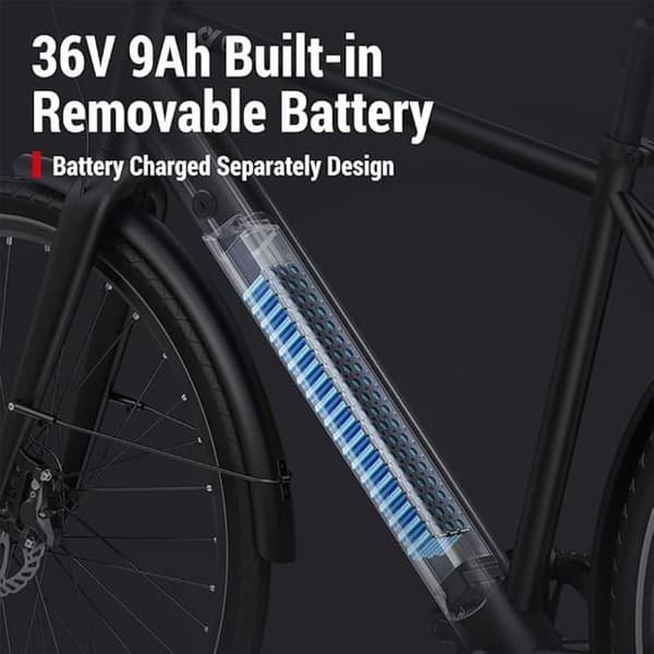 DYU Stroll 1 E-Cykel 27.5, med däck 700 x 38C CST, avtagbart batteri 36V 9Ah, 250W, 25km/h, svart