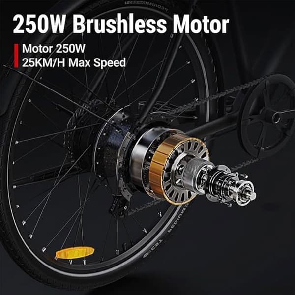 DYU Stroll 1 E-Cykel 27.5, med däck 700 x 38C CST, avtagbart batteri 36V 9Ah, 250W, 25km/h, svart
