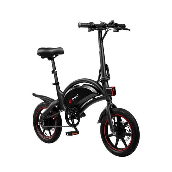 Elcykel DYU D3F 14 Tum 25km/h - Motor 250W Batteri 36V10Ah Skivbromsar - Svart