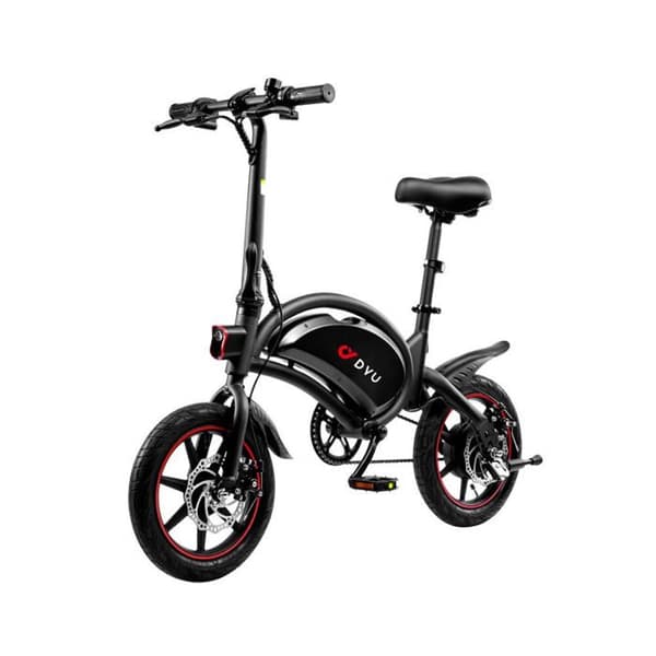 Elcykel DYU D3F 14 Tum 25km/h - Motor 250W Batteri 36V10Ah Skivbromsar - Svart