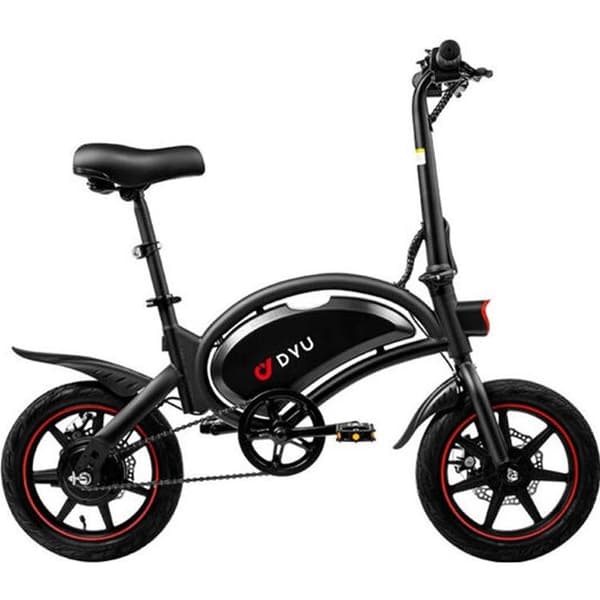 Elcykel DYU D3F 14 Tum 25km/h - Motor 250W Batteri 36V10Ah Skivbromsar - Svart