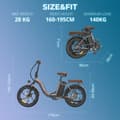 Miniatyrbild 10 av 11: FAFREES F20+ Pro 2025 ny vikbar elektrisk cykel 20 ", 250W motor, 36V 22,5Ah batteri, topphastighet 25km/h, räckvidd 85-100km, Shimano 7-växlad