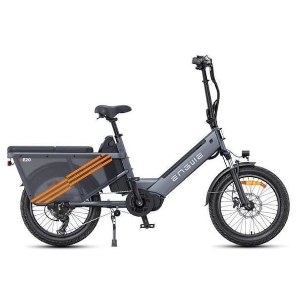 ENGWE LE20 - Elcykel 20" - Räckvidd 200km - Batteri 48V38.4Ah - med framfjädring - 7 växlar - Cargo Fat bike, Grå