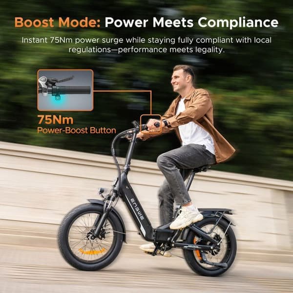 ENGWE L20 3.0 Boost - Elcykel Fällbar 20" - Avtagbart Batteri 48V13.5Ah - Räckvidd 100km - Hydrauliskt Skivbroms, Guld