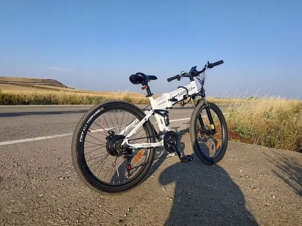 Fällbar elcykel SAMEBIKE LO26-II 900W 48V 21-växlad 26" Vit E-Cykel MTB Stad Universitetsstudent Ungdom Vuxen Man Kvinna Present