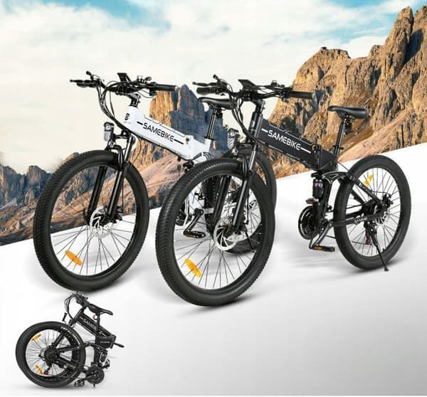 Fällbar elcykel SAMEBIKE LO26-II 900W 48V 21-växlad 26" Vit E-Cykel MTB Stad Universitetsstudent Ungdom Vuxen Man Kvinna Present