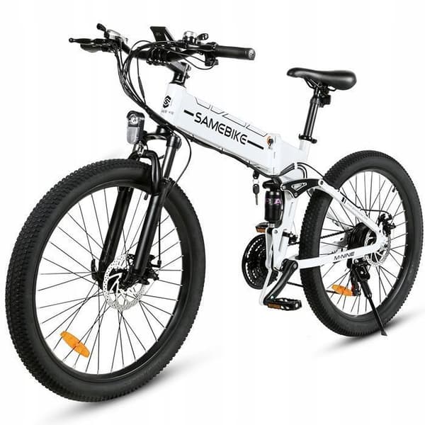 Fällbar elcykel SAMEBIKE LO26-II 900W 48V 21-växlad 26" Vit E-Cykel MTB Stad Universitetsstudent Ungdom Vuxen Man Kvinna Present