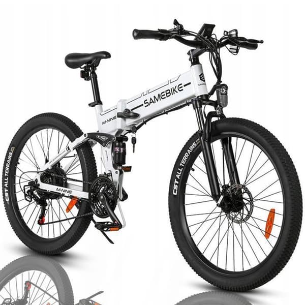 Fällbar elcykel SAMEBIKE LO26-II 900W 48V 21-växlad 26" Vit E-Cykel MTB Stad Universitetsstudent Ungdom Vuxen Man Kvinna Present
