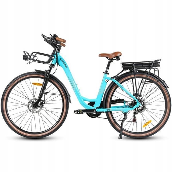 Vä electric SAMEBIKE RS-A07 500W 36V 35km/h 80km 7-växlad 28" Ljusblå E-Cykel Stad Högskolestudent Ungdom Vuxen Man Kvinna Present