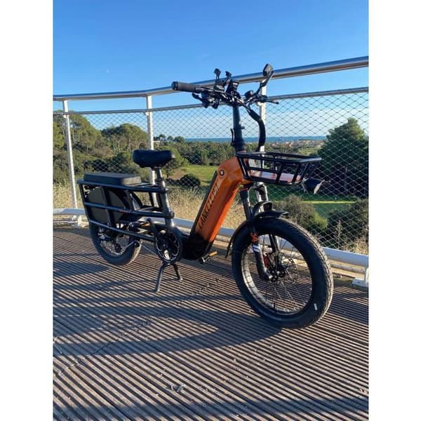 Laddning - LANKELEISI Wombat-1 Elcyklar Motor 1000W Batteri 48V20AH 46km/h 70km Shimano 7 växlar 20"*3.0 Svart Orange