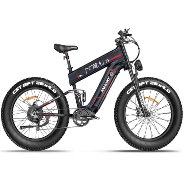 Freesky M520 26'' vuxen elcykel, 1200W motor, 41AH batteri, maxhastighet upp till 60KM/H, 7 hastigheter, full fjädring, hydraulisk broms