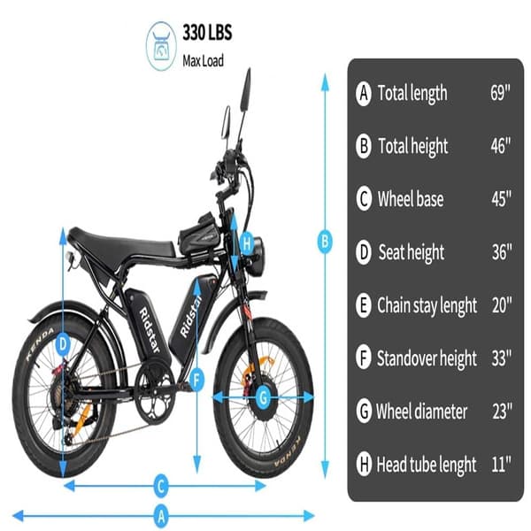 Ridstar Q20 Pro 20'' fuld affjedret dobbeltmotor elcykel, 2*1000W motorer, 40AH batteri, 7 gear, hydraulisk bremse