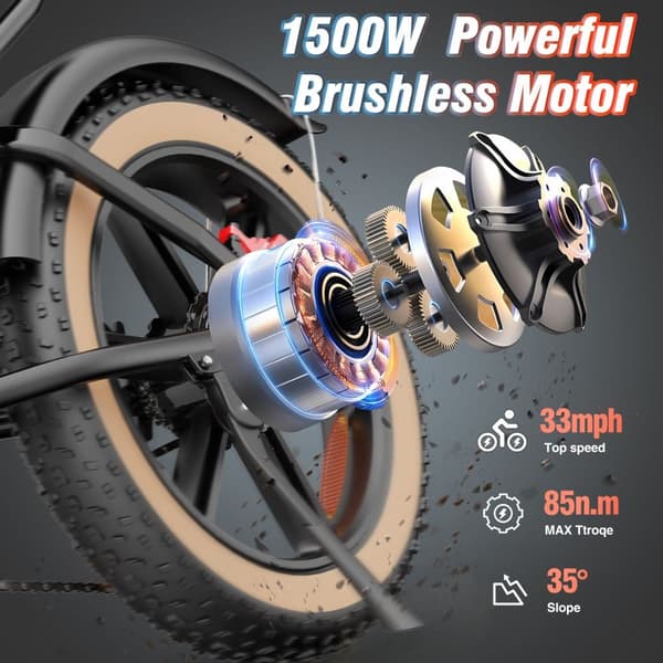Ridstar Q20 elcykel för vuxen, 1000W motor, 20AH batteri, 20''*4.0'' Integrerat hjul, 7 hastigheter, hydraulisk broms