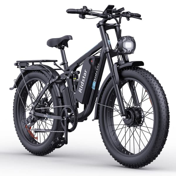 Ridstar E26 Pro kaksimoottorinen sähköpyörä, 2*1000W moottori, 23AH akku, 26*4.0 rengas, 7 vaihdetta, täysjousitus, hydraulijarru