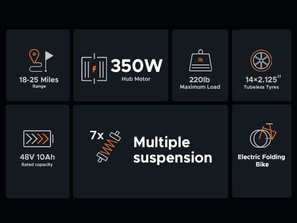 ENGWE T14 350W elcykel: 32 km/t hastighed, 48V10Ah batteri, 14" kompakt bypendler med mekaniske bremser