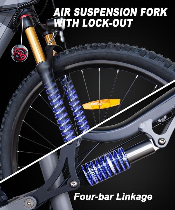Hedatx T19 Blue 29-tums elektrisk mountainbike 1000W motor, 48V 19,2Ah batteri, Shimano hydrauliska bromsar för stadspendling