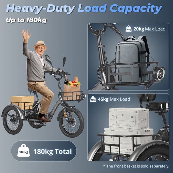 Fafrees F20 Mate elektrisk last trehjulet cykel, 750W motor, 21AH batteri, hydraulisk bremse, 20''*3,0'' dæk