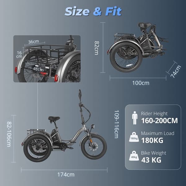 Fafrees F20 Mate elektrisk last trehjulet cykel, 750W motor, 21AH batteri, hydraulisk bremse, 20''*3,0'' dæk